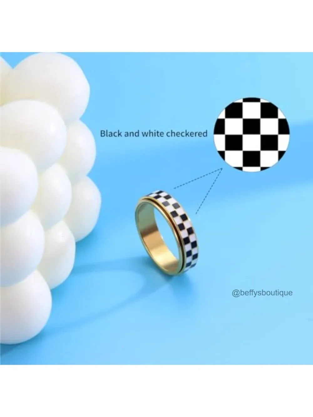 18K Gold Plated Stainless Steel Spinner Ring for Anxiety Relief, Fidget